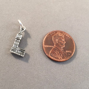 BIG BEN at Westminster Palace .925 Sterling Silver Small 3-D Charm Pendant Clock Tower London UK England tb38