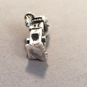 CASTLE TOWER .925 Sterling Silver 3-D Charm Pendant Scotland Ireland England UK Turret Souvenir tb34