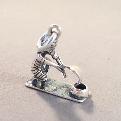 SNAKE CHARMER .925 Sterling Silver Charm Pendant Cobra India Pakistan Asia Egypt Souvenir TA28