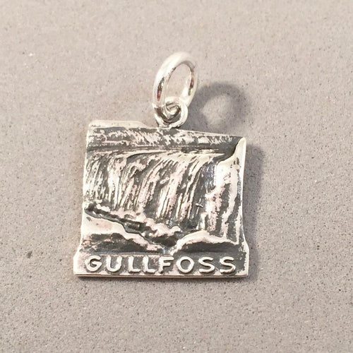 GULLFOSS .925 Sterling Silver Charm Pendant Iceland Waterfall TN07