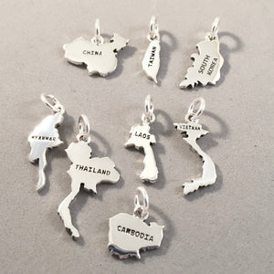 GUATEMALA MAP .925 Sterling Silver Charm Pendant Country Central America Souvenir ct18-GT