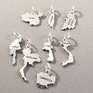 NEW ZEALAND MAP .925 Sterling Silver Charm Pendant Country Auckland Queenstown Christchurch Souvenir ct18-nz