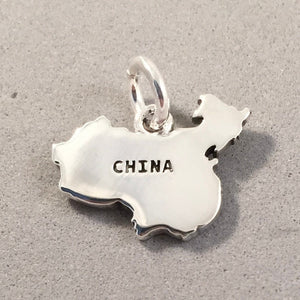 CHINA MAP .925 Sterling Silver Charm Pendant Country Beijing Shanghai Asia Souvenir ct18-CH