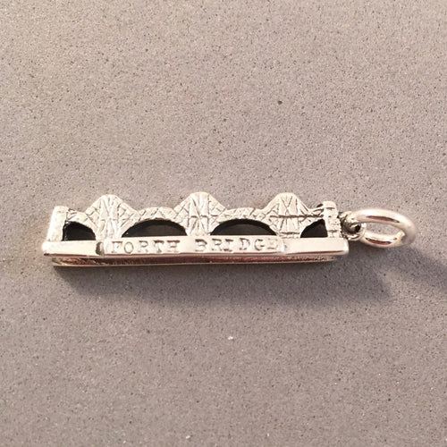FORTH BRIDGE .925 Sterling Silver 3-D Charm Pendant Edinburgh Scotland Souvenir UK tb31