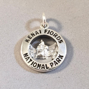 KENAI FJORDS National Park .925 Sterling Silver Charm Pendant Alaska Souvenir np28