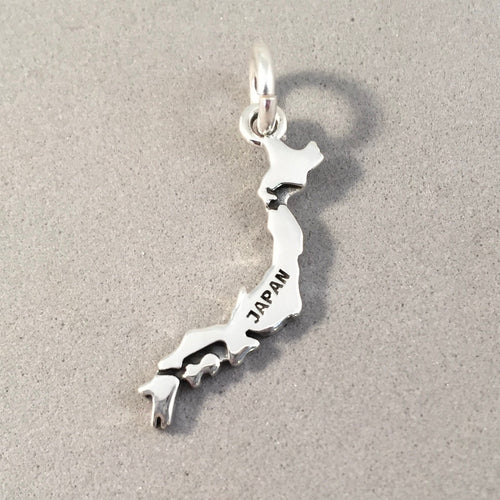 JAPAN MAP .925 Sterling Silver Charm Pendant Country Tokyo Kyoto Hiroshima Sapporo Osaka Asia Souvenir ct18-JP