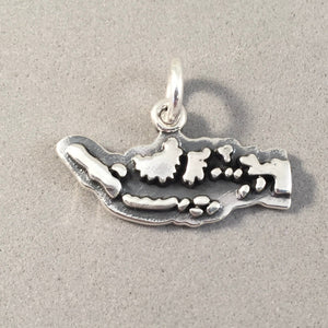 INDONESIA MAP .925 Sterling Silver Charm Pendant Country Bali Jakarta Raja Surabaya Denpasar Souvenir ct18-ID