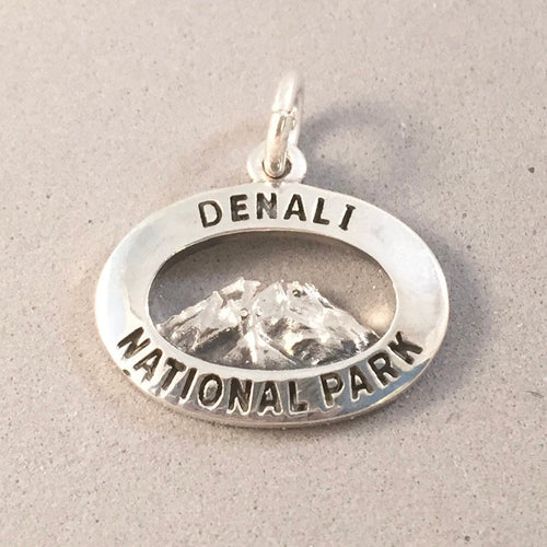 DENALI National Park .925 Sterling Silver Charm Pendant Mountain Alaska Souvenir np24