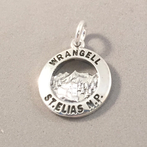 WRANGELL ST. ELIAS National Park .925 Sterling Silver Charm Pendant Kennecott Mine Alaska Souvenir np31