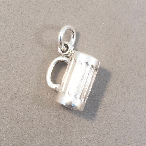 BEER MUG .925 Sterling Silver 3-D Charm Pendant Drink Frosty Glass Draft Tap Root Beer Float New kt27