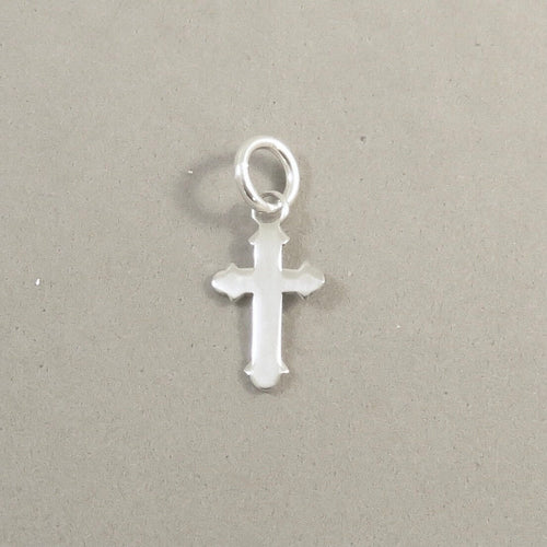 Sale !!! CROSS Budded Small Thin .925 Sterling Silver Charm Pendant Faith Religion FA50