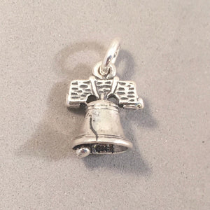 LIBERTY BELL .925 Sterling Silver Charm Pendant Philadelphia Pennsylvania Independence Hall Travel Souvenir New tu01