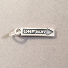 Load image into Gallery viewer, ONE WAY SIGN .925 Sterling Silver 3-D Charm Pendant Street Road Directional Arrow Transportation New vh23