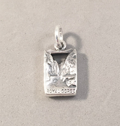 ROYAL GORGE .925 Sterling Silver Charm Pendant Park Colorado Bridge Canyon Cliffs Travel Tourist Souvenir tw24