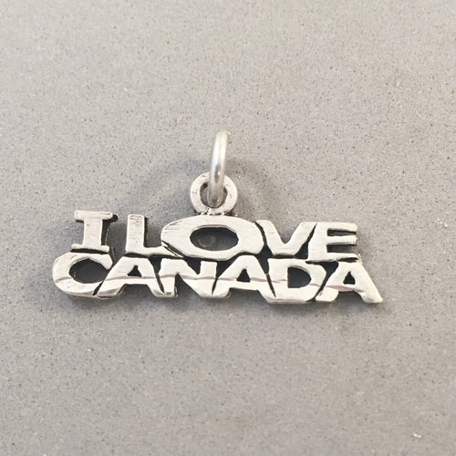 Sale! I LOVE CANADA .925 Sterling Silver Charm Pendant Travel Places SL84D