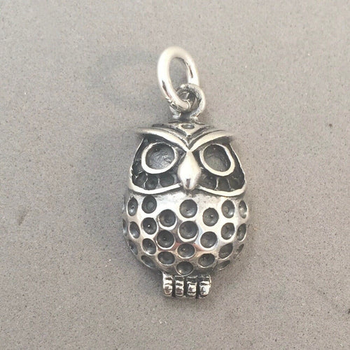 Sale!!! OWL .925 Sterling Silver Charm Pendant Bird Detailed Wise sl58g