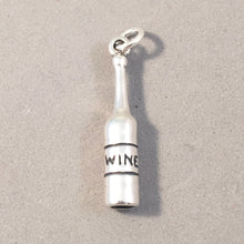 Load image into Gallery viewer, WINE BOTTLE .925 Sterling Silver 3-D Charm Pendant Drink Italy Napa Tasting France New kt68