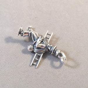 GERMAN CHIMNEY SWEEP .925 Sterling Silver 3-D Charm Pendant Europe Germany good Luck Symbol Souvenir tg04