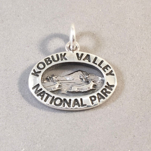 KOBUK VALLEY National Park .925 Sterling Silver Charm Pendant Caribou Alaska Souvenir np24