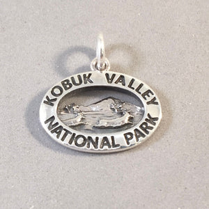 KOBUK VALLEY National Park .925 Sterling Silver Charm Pendant Caribou Alaska Souvenir NP29
