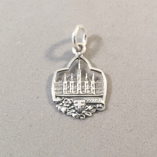 WEINER RATHAUS .925 Sterling Silver Charm Pendant Wien Vienna City Hall Austria Souvenir Europe ts19