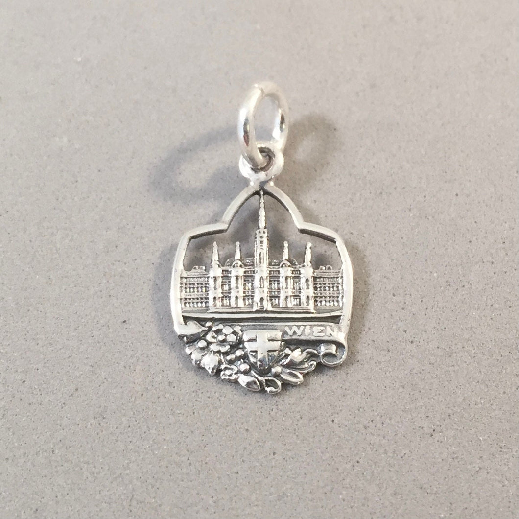WEINER RATHAUS .925 Sterling Silver Charm Pendant Wien Vienna City Hall Austria Souvenir Europe ts19