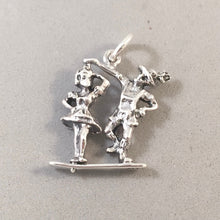 Load image into Gallery viewer, BAVARIAN FOLK DANCERS .925 Sterling Silver 3-D Moveable Charm Pendant Europe Germany Traditional Octoberfest Girl Spins Souvenir tg11