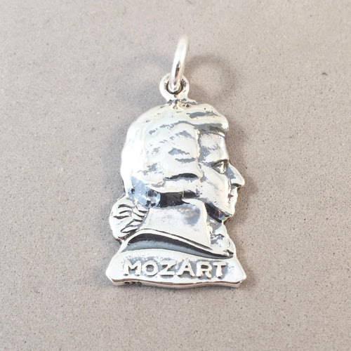 MOZART BUST SALZBURG .925 Sterling Silver Charm Pendant Austria Wolfgang Amadeus Souvenir Europe ts23