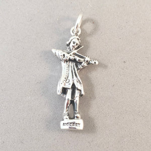 MOZART PLAYING VIOLIN .925 Sterling Silver 3-D Charm Pendant Austria Wolfgang Amadeus Vienna St Gilgen Statue Souvenir Europe ts22