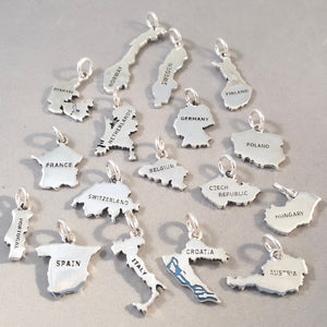 UKRAINE MAP .925 Sterling Silver Charm Pendant Country Europe Kyiv Souvenir ct18-UK