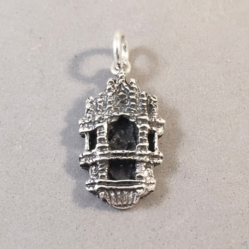 GLOCKENSPIEL MUNCHEN .925 Sterling Silver 3-D Charm Pendant Europe Germany Munich Clock Marienplatz tg03