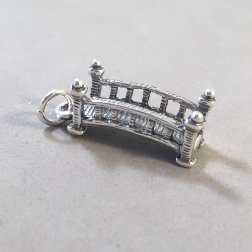 JAPANESE GARDEN BRIDGE .925 Sterling Silver Charm Pendant Kyoto Tokyo Japan China Asia Footbridge Travel Souvenir ta35