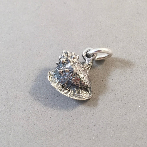 CONCH SHELL .925 Sterling Silver 3-D Charm Pendant The Bahamas Key West Florida Sea Beach Ocean nt04