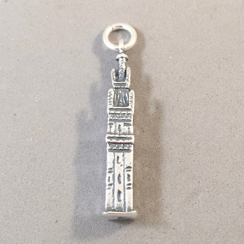 BELL TOWER .925 Sterling Silver Charm Pendant Europe Landmark Travel Souvenir FA38