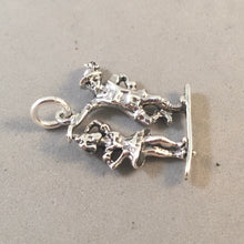 Load image into Gallery viewer, BAVARIAN FOLK DANCERS .925 Sterling Silver 3-D Moveable Charm Pendant Europe Germany Traditional Octoberfest Girl Spins Souvenir tg11