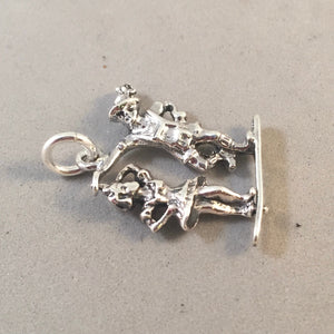 BAVARIAN FOLK DANCERS .925 Sterling Silver 3-D Moveable Charm Pendant Europe Germany Traditional Octoberfest Girl Spins Souvenir tg11