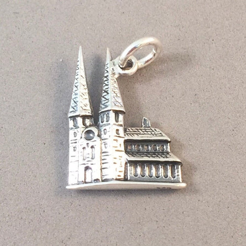 HOFKIRCHE ST. LEODEGAR .925 Sterling Silver Charm Pendant Switzerland Luzern Lucern Hof Church Souvenir Europe ts25