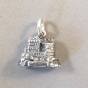 EDINBURGH CASTLE .925 Sterling Silver 3-D Charm Pendant Scotland UK Souvenir tb48