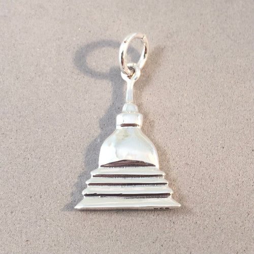 STUPA .925 Sterling Silver Charm Pendant Buddhist Pagoda Myanmar Burma Bagan Thailand Vietnam Laos Cambodia Asia Travel Souvenir ta26