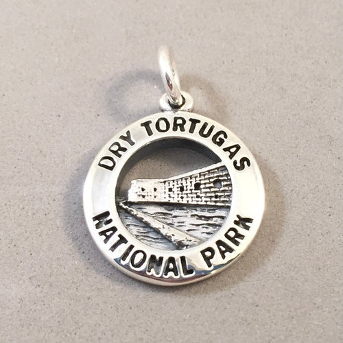 DRY TORTUGAS National Park .925 Sterling Silver Charm Pendant Fort Jefferson Florida Souvenir np22