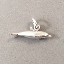 Load image into Gallery viewer, DOLPHIN SWIMMING .925 Sterling Silver 3-D Charm Pendant Nautical Sea Life Ocean Porpoise nt25