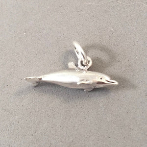 DOLPHIN SWIMMING .925 Sterling Silver 3-D Charm Pendant Nautical Sea Life Ocean Porpoise nt25