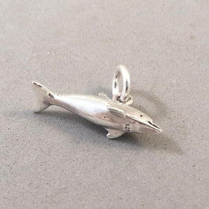 DOLPHIN SWIMMING .925 Sterling Silver 3-D Charm Pendant Nautical Sea Life Ocean Porpoise nt25