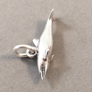 DOLPHIN SWIMMING .925 Sterling Silver 3-D Charm Pendant Nautical Sea Life Ocean Porpoise nt25