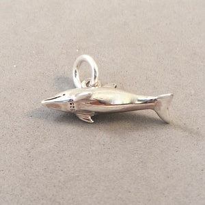 DOLPHIN SWIMMING .925 Sterling Silver 3-D Charm Pendant Nautical Sea Life Ocean Porpoise nt25