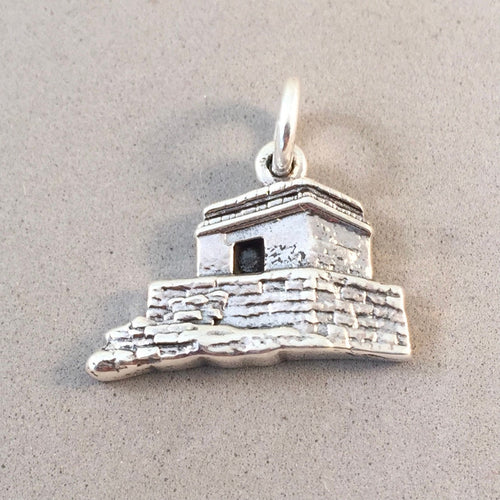 TULUM .925 Sterling Silver Charm Pendant Temple of Wind Viento Riviera Maya Ruins Mexico Souvenir Travel tm04