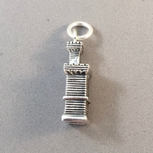 San Marino PALAZZO PUBBLICO .925 Sterling Silver 3-D Charm Pendant Town Hall Tower Souvenir Europe Italy te16
