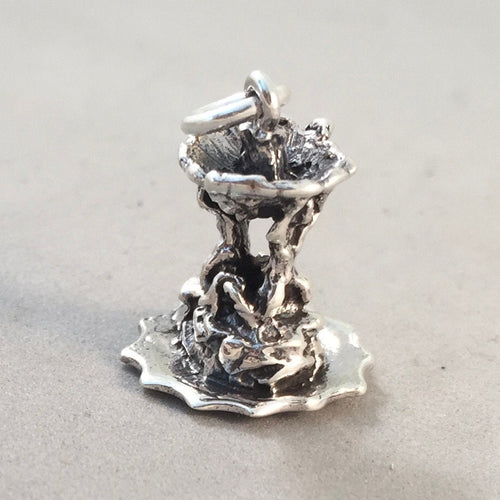 FOUNTAIN of the TRITONS .925 Sterling Silver 3-D Charm Pendant Europe Rome Italy Piazza Bocca Della Verita Fontana dec Tritoni ti51