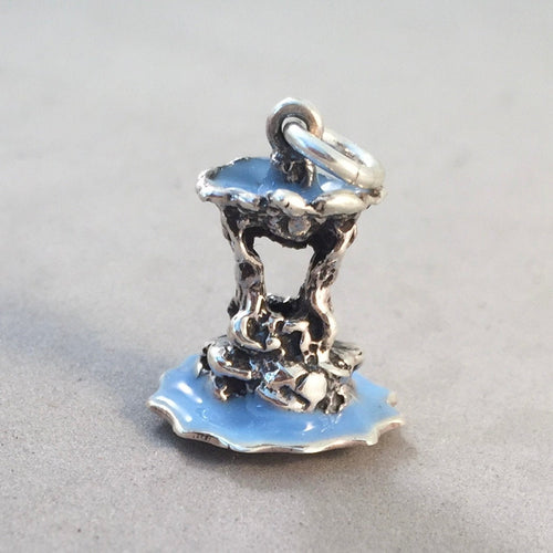 FOUNTAIN of the TRITONS Enamel .925 Sterling Silver 3-D Charm Pendant Rome Italy Piazza Bocca Della Verita Fontana dec Tritoni ti51E