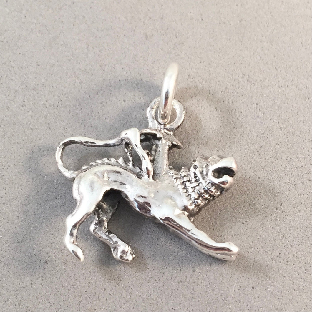 CHIMERA OF AREZZO .925 Sterling Silver 3-D Charm Pendant Europe Florence Italy Greek Mythology Lion Snake Goat Museum ti56